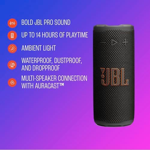 JBL Grip - Compact Bluetooth Speaker with Bold JBL Pro Sound and Ambient Light, up to 14 Hours of Playtime, Water, Dust and Drop-Proof (IP68), & Multi-Speaker Connection with Auracast (Blue) — view 8