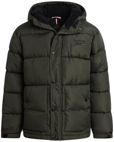 Image of Reebok Boys Heavyweight Puffer Jacket, Wind & Water Resistant Hooded Coat | Cozy Insulated Fill for Maximum Warmth, Full Zip and Snap Placket Seal Out the Weather, Great for School, Play or Weekend Fun