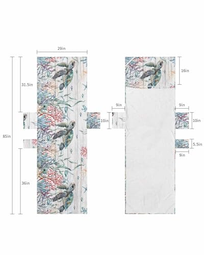 Sea Turtle Beach Lounge Chair Towel Cover, Soft Chaise Lounge Towel with Side Pockets Patio Pool Chairs Cover for Beach/Pool Sunbathing 29x85 Vintage Summer Beach Coastal Coral Ocean Nautical