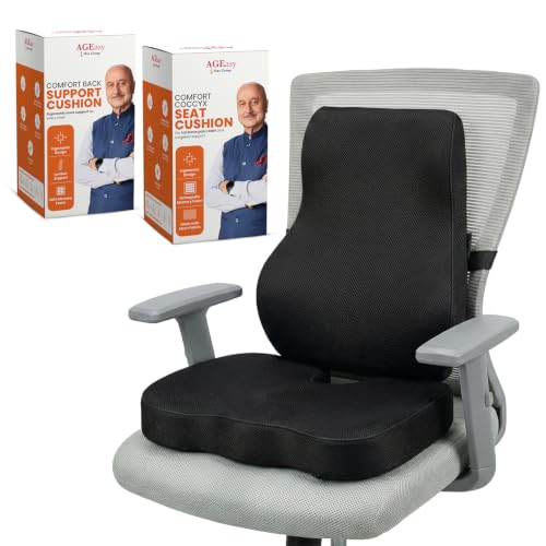 Image of AGEasy (Max Group Coccyx Cushion with Lumbar Support | Premium Seat Cushion for Chair with Optimal Support | Orthopedic Car Seat Back Support for Comfortable Long Rides
