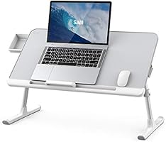Laptop Bed Tray Desk, SAIJI Adjustable Laptop Bed Table, Foldable Laptop Desk with Storage Drawer for Eating, Working,...