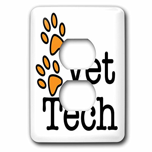 Plaque Vet Tech orange 3dRose avec double prise de courant murale - 2
