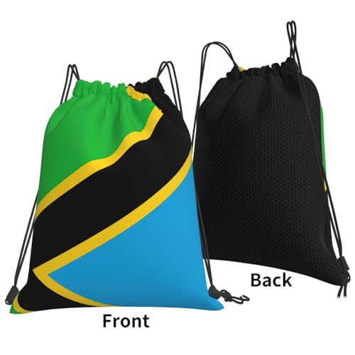 Tanzania Flag Print Drawstring Backpack Outdoor Portable Backpack Lightweight Sports Bag For Travel, Gym3