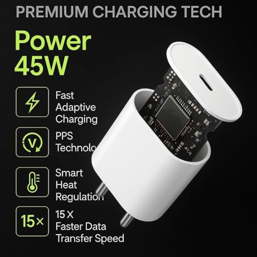Image of Original 45W Adapter USB-C Power Comapatible with Nothing Phone 2A,Phone 2,Phone 1,Bud,Laptop(45W / /Nothing-),White