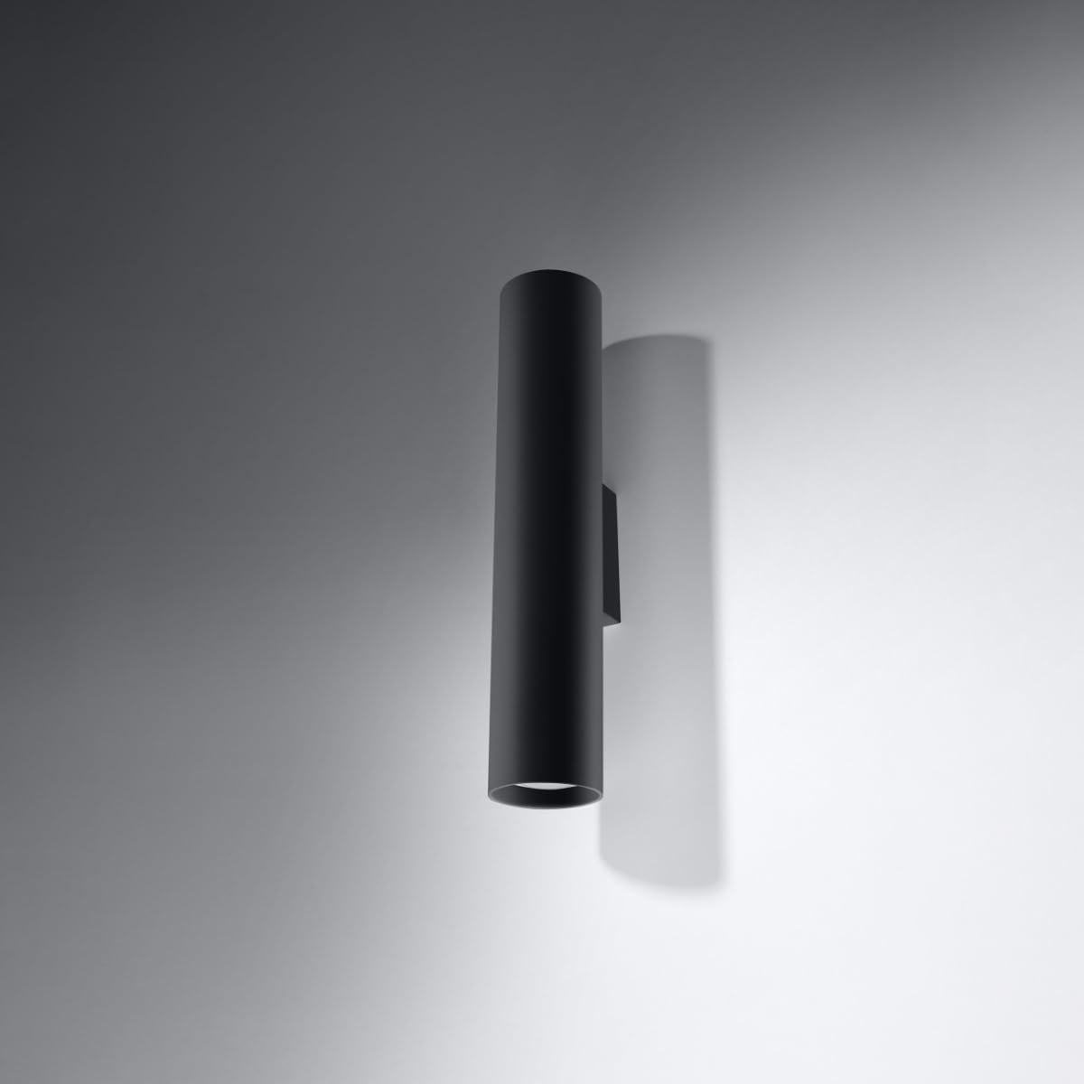 SOLLUX lighting Lagos 2 Applique Murale | Design Moderne avec Abat-jour Cylindrique, Style Industriel | Ampoule GU10 Remplaçable, 2 x 40 W | Acier Peint par Poudrage, Noir, 6 x 8 x 30 cm