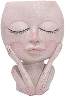 Blanketswarm Resin Flower Pot Vase Artistic Sculpture Head Planter Flower Pot Dried Statue Plant Pots for Garden Outdoor Indoor Decorative
