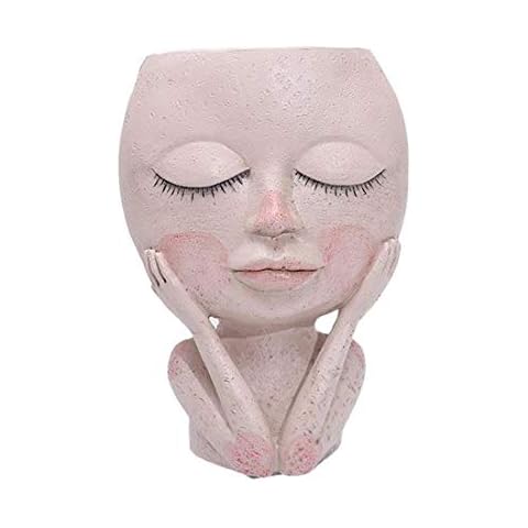 Blanketswarm Resin Flower Pot Vase Artistic Sculpture Head Planter Flower Pot Dried Statue Plant Pots for Garden Outdoor Indoor Decorative Cover
