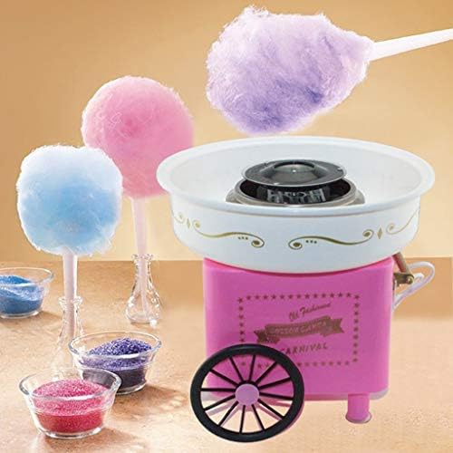 Cotton Candy Floss Maker, Cotton Candy Machine JK-1801 Cotton Candy Maker Fashion Mini Cotton Candy Machine with 1 Glowing Candy Floss Sticks Stainless Steel Bottom Groove, 30x30x28cm