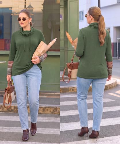 Image of CARCOS Womens Plus Size Tops Mock Neck Long Sleeve Shirts Turtleneck Tunics for Fall Winter XL-5XL