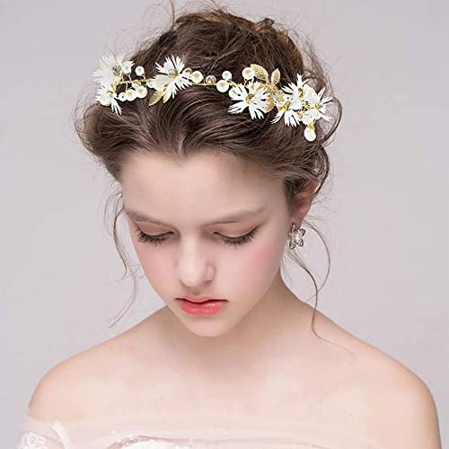 Wohlstand Diadema de Flores Corona Flores Guirnaldas Corona Novia Tiara Flores Pelo Banda Pelo Guirnalda Flores Tocado Boda Vintage nupcial peine del pelo Vine diademas Rhinestone