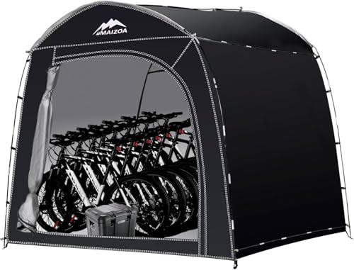 MAIZOA Bike Storage Shed Tent, 98*59*79 Inches Outdoor Portable Storage Tent, Made of 210D Oxford Cloth PU4000mm Waterproof Fabric, Suitable For Storing Bicycles, Motorbikes, Garden Tools, Lawn Mower