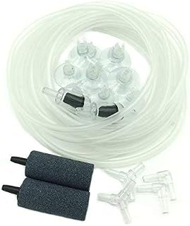 PietyPet Three Way Air Flow Control Water Pump Splitter Distributor Lever Adapter with 2m Black Standard Airline Tubing, Suction Cups, Connectors for Fish Tank Pumps