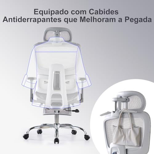 LarkLeaves Cadeira de Escritório com Descanso para os Pés, Cadeira Ergonômica com Encosto de Cabeça
