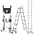Telescoping Ladder 12.5 Ft, A Frame Compact Aluminum Extension Ladder with Tool Platform and Stabilizer Bar, Portable Telescopic Ladder for Outdoor Camper Trips Motorhome, 330lbs Capacity