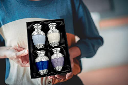 Image of Small Urns for Human Ashes Keepsake - Mini Urns for Ashes - Handcrafted Keepsake Urns - Mixed Colors Set of 4 - Elegant Memorial Ash Holders