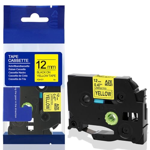 xv^[p12mm݊xe[vTZE631 TZE231 TZE131 PTH110 PTP710BT PTD200 PTD210 PTH100}Vƌ݊̂(Black on Yellow)