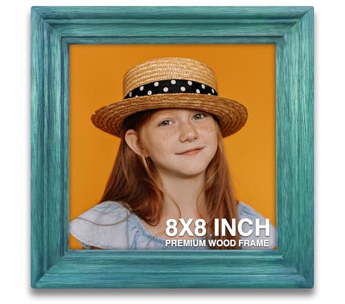 Image of 8x8 Photo Frames | Wall Frames | mini Photo Frame | Blue Wood Frame for Wall | Stylish Home & Office Decor, Ideal Gift for Friends (8x8 inch, Blue)