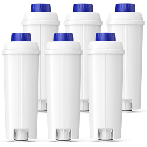 Image of DLSC002 Water Filter Replacement Compatible With Delonghi Coffee Machine Filter Activated Carbon Softener For De'longhi Magnifica evo, Dinamica, Eletta, ECAM, ESAM, ETAM, Bco410 /420, Ec680 /800, 6 Pack