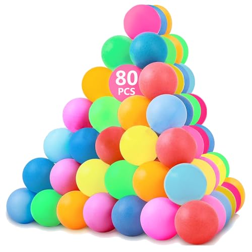 XIPEGPA 80 Pcs Table Tennis Balls Ping Pong Balls 40 mm Entertainment Plastic Balls for Game Party Sports Activities Fun Games Handicrafts Pet Toy (Colours, 80)
