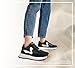 LUCKY STEP Women's Platform Retro Sneakers Classic Tennis Fashion Casual Anti-Slip Lace-up Walking Shoes Running Trendy Color Block Green Footwear(Black,7)