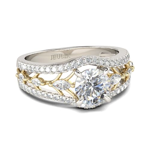 Bague de fiançailles bicolore Jeulia : l'excellence de la taille ronde en argent
