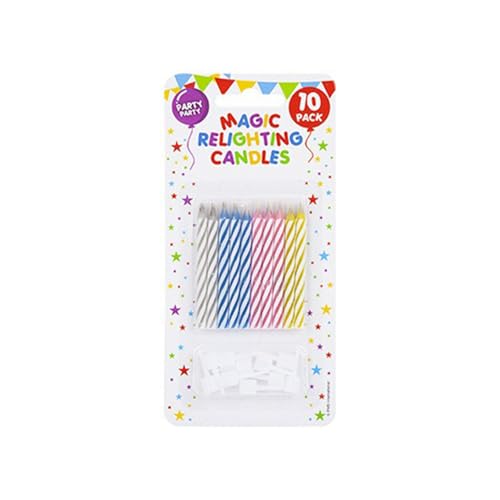 PMS Relighting Birthday Cake Candles with Holders Assorted Colours