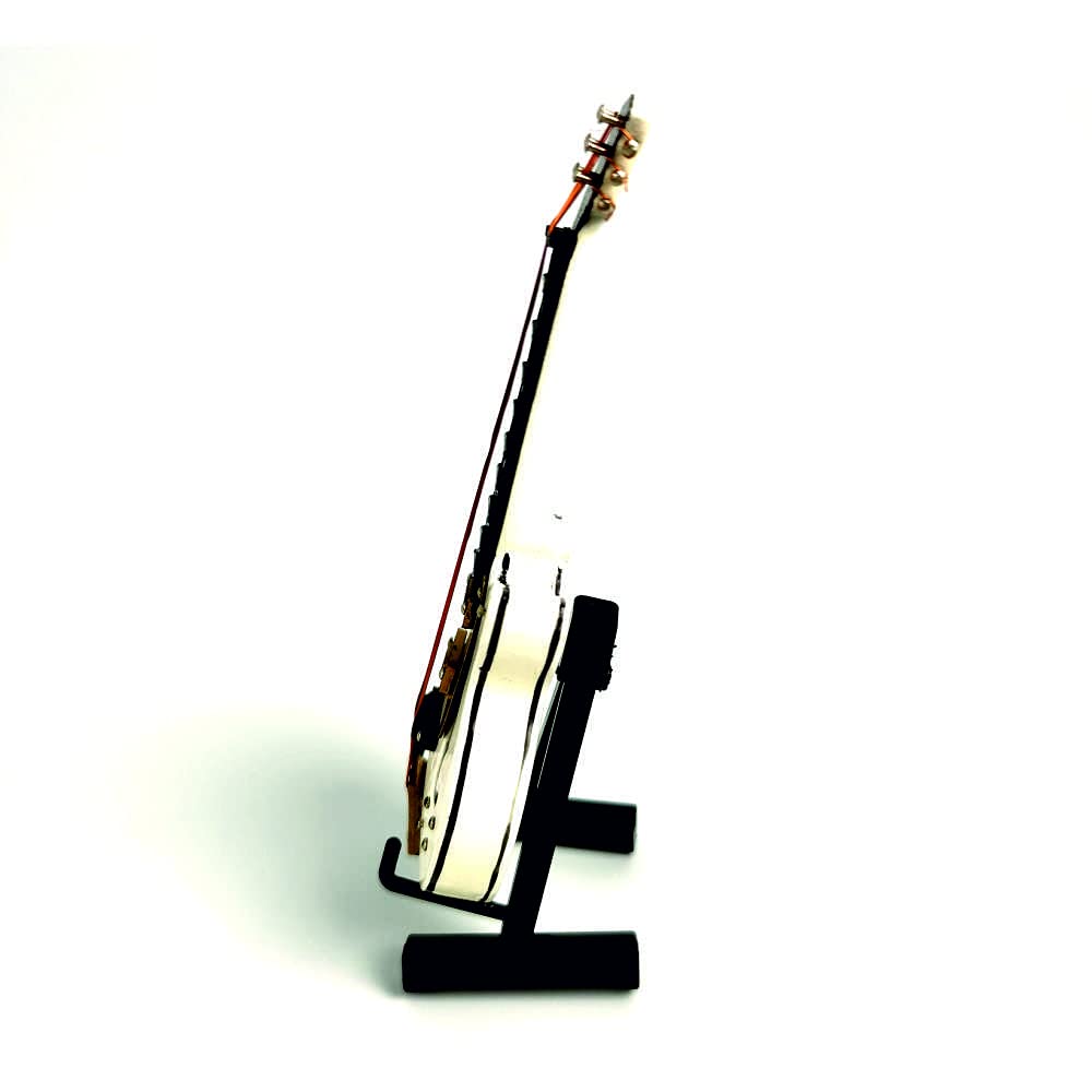 ALANO Mini Guitarra Eléctrica Blanca Modelo Guitarra De Madera 10cm Miniatura Árbol De Navidad Colgante Decoración Instrumento Musical Copia Regalo Con Estuche De Cuero Adorno De Navidad Decoración