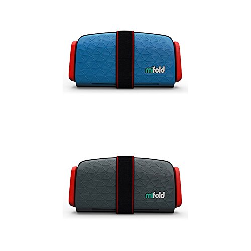 mifold 2 pack Grab and Go Booster Seat, Denim Blue and Slate