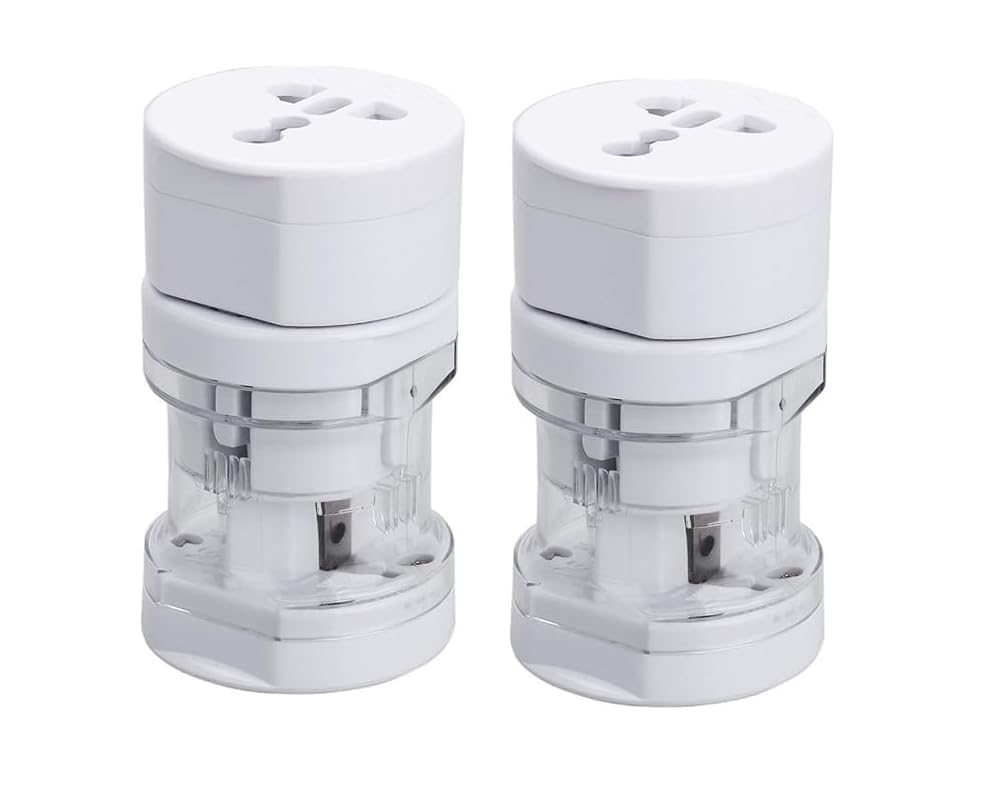universal travel adapter 2 pack – multi-region plug converter for international travel | compatible with us, uk, eu, australia, new zealand | compact charger for electronics & cruise ships