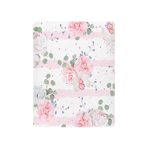 Image of Pink Camellia Plant Flower Crib Sheets Stretchy Portable Sheets for Baby Toddler Breathable Soft Crib Mattress Sheet for Girls Boys