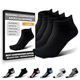SB SOX Ultralite Compression Running Socks for Men & Women (2 Pairs) - Perfect Option to Our Compression Socks - Best No-Show Socks for Running, Athletic, Everyday Use (Solid - Black, Large)