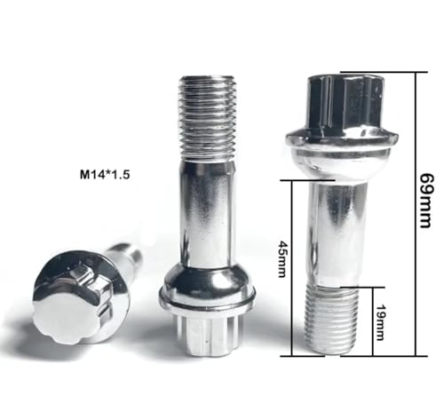 20 Tornillos de Rueda M14x1.5 Hex 17mm para buje de coche compatible con Serie Benz 6