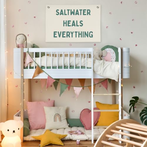 Image of Beach Room Decor Coastal Decor, Saltwater Heals Everything Wall Hanging Flag,Surf Aesthetic Summer Banner for Room Apartment Playroom Living Room Decor,Teen Decor,Beachy Wall kidroom