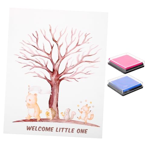 HAWILLOSCH 1 Set rivelare il genere albero delle impronte digitali per shower libro degli ospiti di rivelazione di genere gender reveal Poster per ospiti di shower oggetto di fest