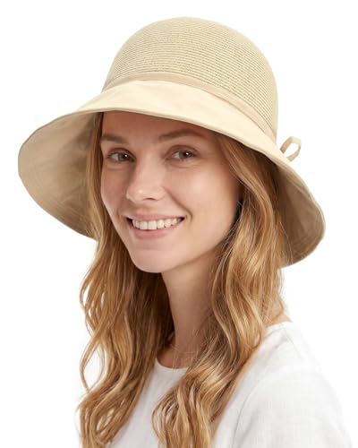 Image of Zylioo Large Size Straw Sun Hat for Women, XL Wide Brim Summer Beach Hat 22.8 inch-24 inch, Packable Travel Hat with Fabric Brim