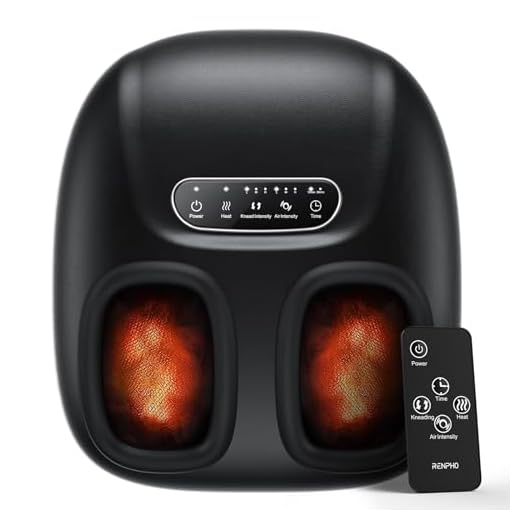 RENPHO Masajeador de Pies con Calor, Masajeador Eléctrico con Mando a Distancia, Shiatsu Masaje Pies la Circulación para Fascitis Plantar, 3 intensidades, Compresión, Portátil, Hasta la talla 45
