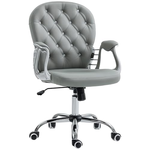 Vinsetto PU Leather Home Office Chair, Button Tufted Desk Chair