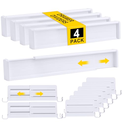 Gigmeta 4er Set Kunststoff Schubladentrenner für Innenlänge 34–59cm & Höhe＞7cm Schubladen, Verstellbar Schubladentrenner für Kleiderschrank, Schlafzimmer, Kommode, Küche, Büro
