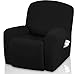 TOPOWN Housse Fauteuil Relax Complète Elastique Couverture pour Accoudoirs Fauteuil 1 Place Relax Extensible Housse Fauteuil Relax Electrique Noir