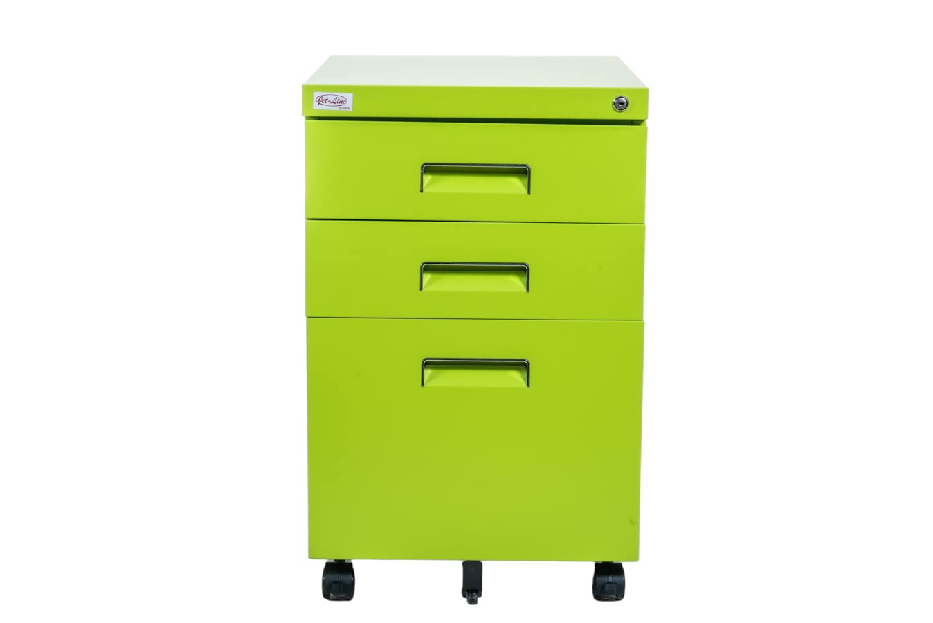 Jet-Line® | Büro Rollcontainer | Metall | 3 Schubladen | Hängeregister | abschließbar | Aktenschrank | Büromöbel | Homeoffice | Büroschrank | Grün