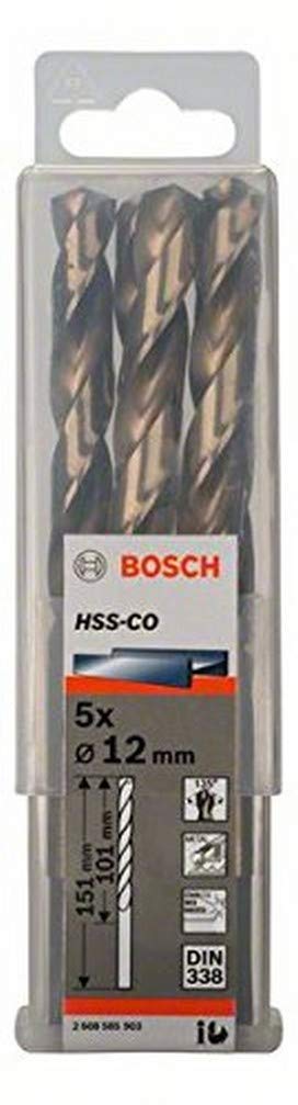 Bosch Professional 2608585903 Metal Drill Bits Hss-Co, Din 338, Gold, 12 Mm