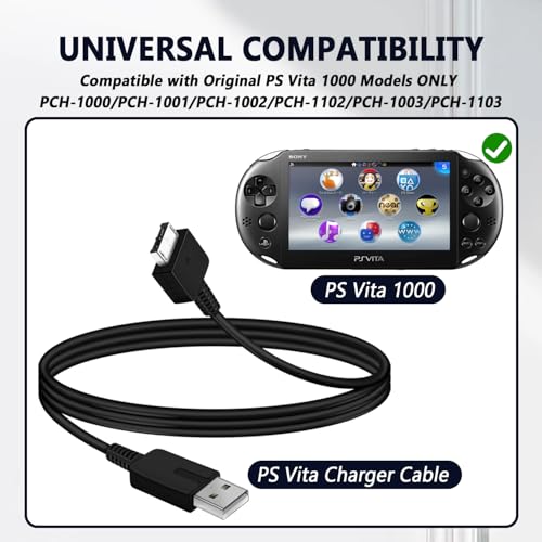 COMeap PSP Charger Cable,PS Vita Charger Cord for Sony PlayStation Vita PSV 1000/PSP 1000 2000 3000 Series/PS3 Controller USB Data Cable & Charging Cord 3FT