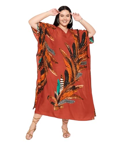 Image of Gypsie Blu Women Plus Size Kaftan Dress Beach Cover Up Maxi Dresses for Women, V-Neck Kimono Sleeve 1X-3X