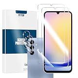 YEYEBF Galaxy A25 HD Clear Tempered Glass Screen Protector + Camera Lens Protectors, [2+2 Pack] [3D Glass] [Anti-Glare] [Bubble-Free] Screen Protector Glass For Samsung Galaxy A25