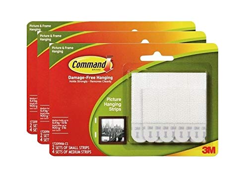 Command Heavy Duty Picture Hanging Strips Value Pack, 6 Sets of Small Strips, 12 Sets of Medium Strips