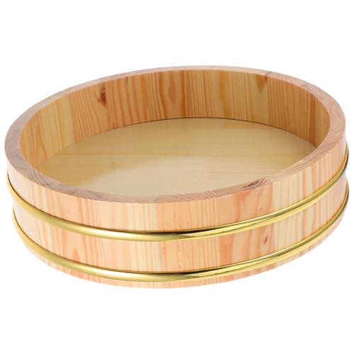 TEHAUX 木製寿司桶 伝統的飯切り 酢飯混ぜ用 丈夫な天然木使用 快適な手触り 和食レストラン向け寿司飯ミキシングボウル