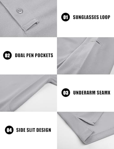 Image of MAGNIVIT Men's Polo Shirts Long Sleeve Quick Dry Performance Shirt Military Tactical Army Combat Polo Shirts