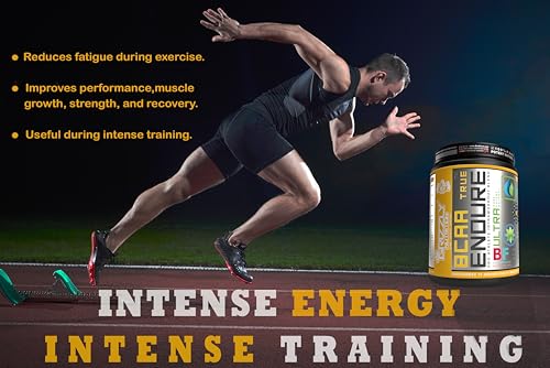 Grizzly Nutrition True Endure -Bcaa 4:1:1 Pro Ratio (v6 genesis/6th gen2025) 300 grams upto 60 servings, 12+ vitality boosters, Energy+ prebooster 75 servings - Platinum grade (Spanish Strawberry)