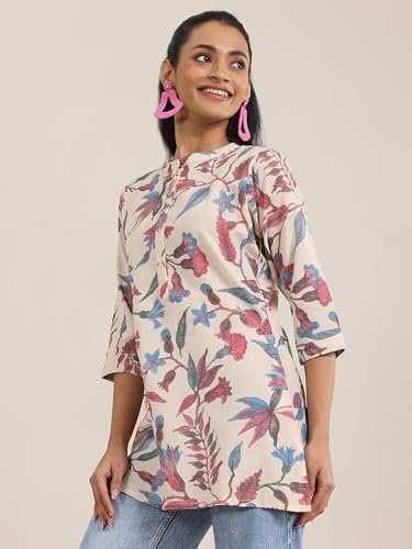 Image of Libas Womens Printed Cotton Straight Kurti for Women Suit