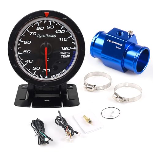 60mm 車用デジタル水温計 20-120℃ 水三通アダプター付き 1/8NPTセンサー 取付簡単 (36mm)